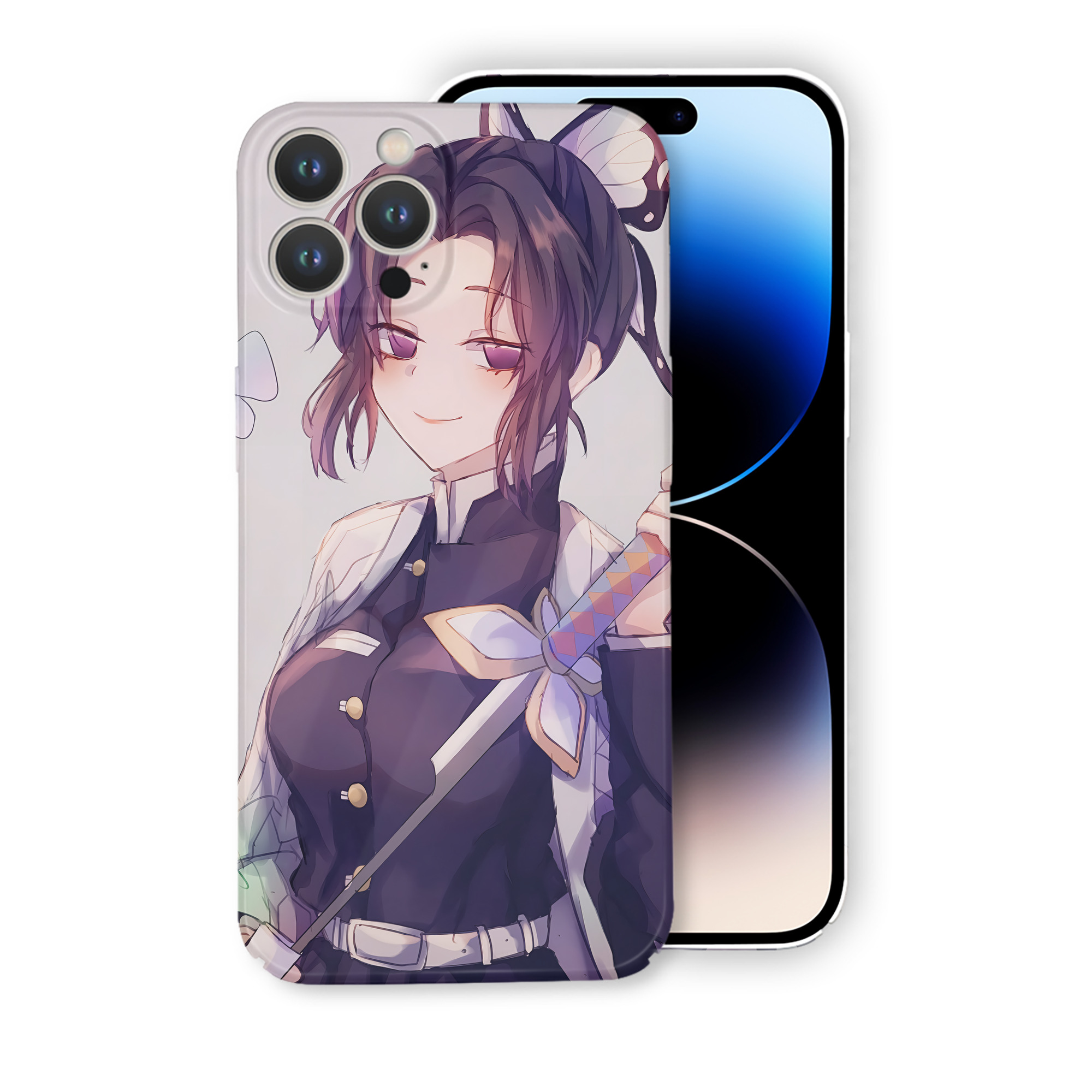 （画像用） 鬼滅の刃（きめつのやいば）蟲柱-胡蝶 しのぶ／こちょう しのぶ Kochou Shinobu 【iPhone 14シリーズ対応】ハードケース